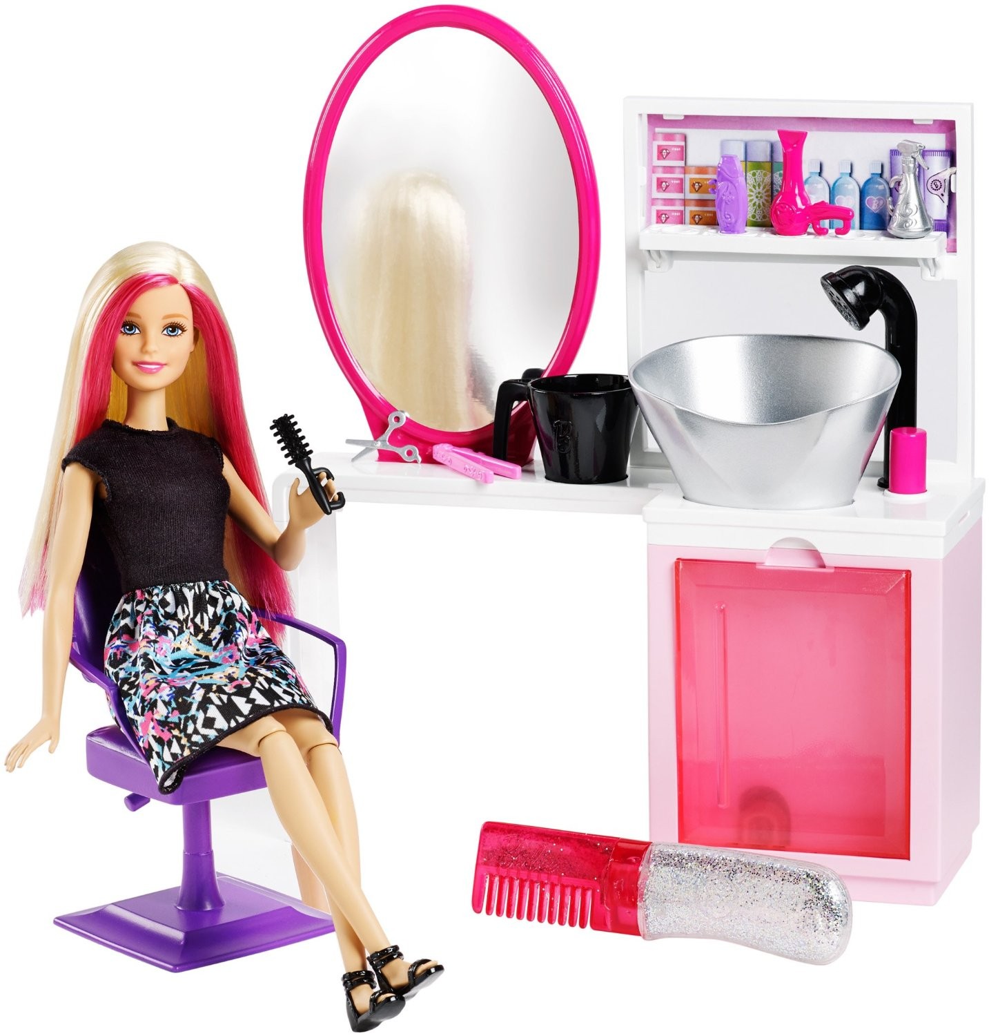 DTK05 DTK04 Barbie  Glitter Hair  Salon  with Doll blond 